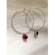 625 boucles d'oreilles grenat, anneaux argent sterling 